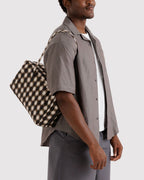 MEDIUM NYLON BOWLER BAG | BLURRED GINGHAM