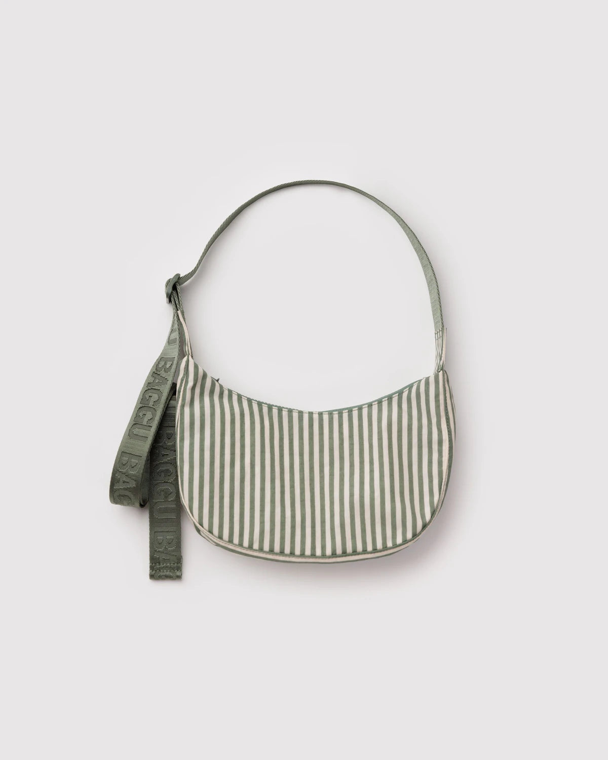BAGGU SMALL NYLON CRESCENT BAG | SAGE STRIPE