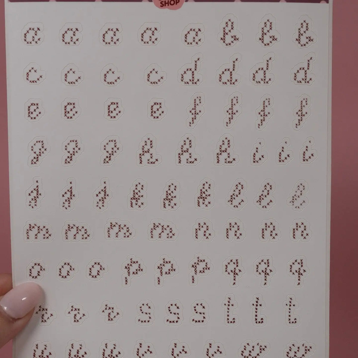 Nany Craft Alphabet Cross Stitch Sticker Sheet