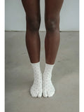 Soft Park Tabi Split Toe Minimalist Sock White Dot