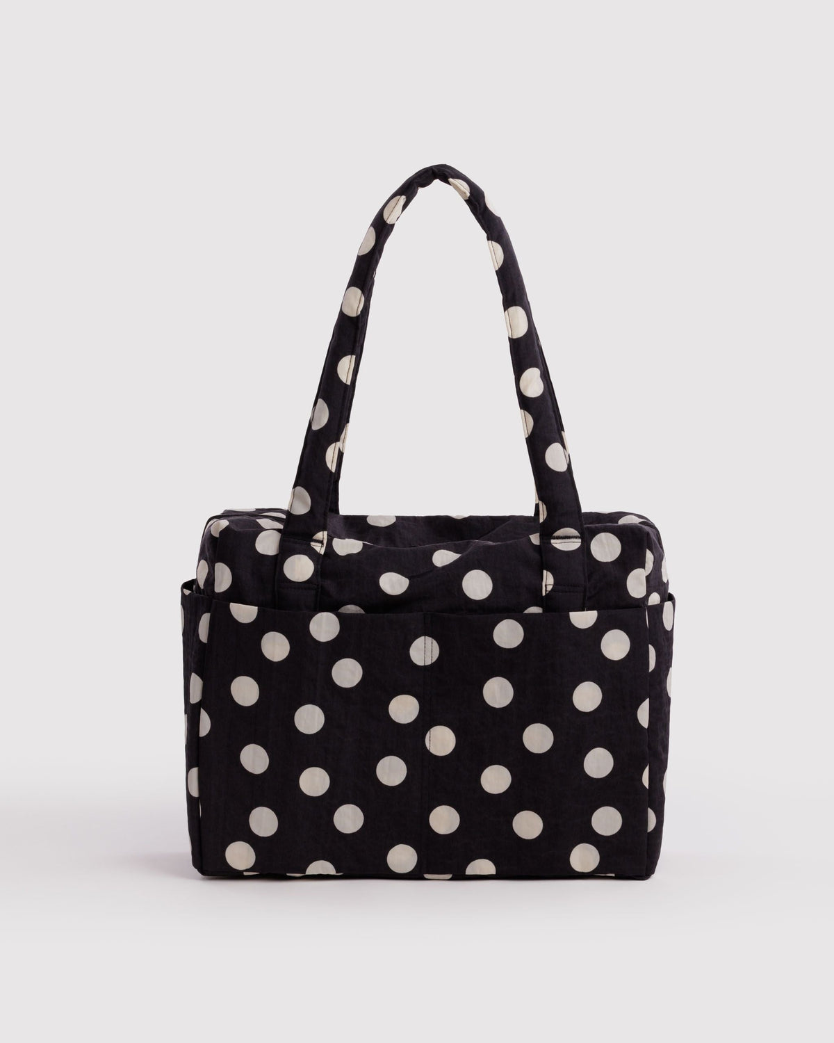 Baggu Small Cloud Carry-On Black and Cream Polka Dot