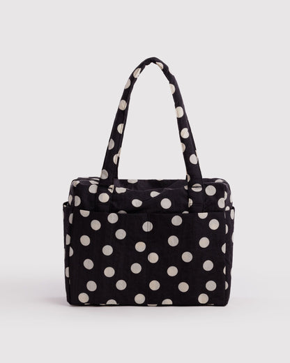 Baggu Small Cloud Carry-On Black and Cream Polka Dot