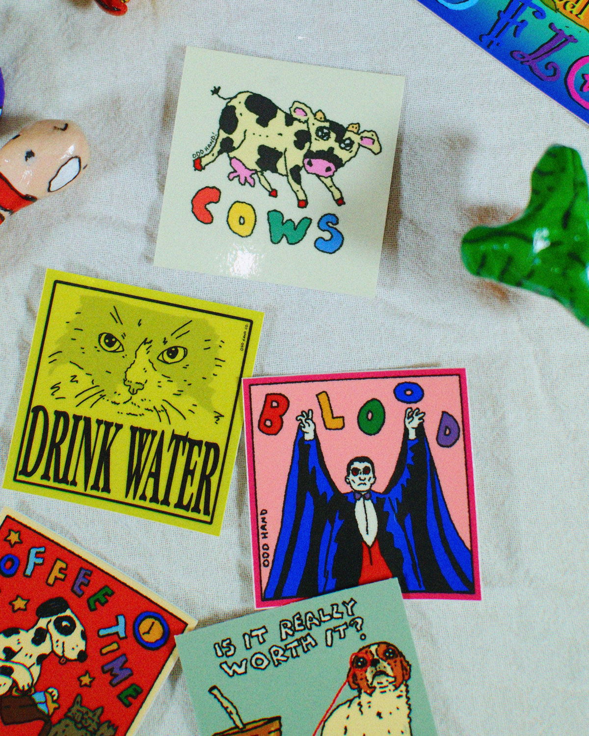 Odd Hand Co. Drink Water Yellow Square Sticker 2