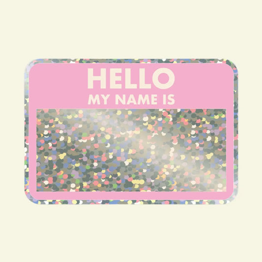 HELLO GLITTER VINYL STICKER