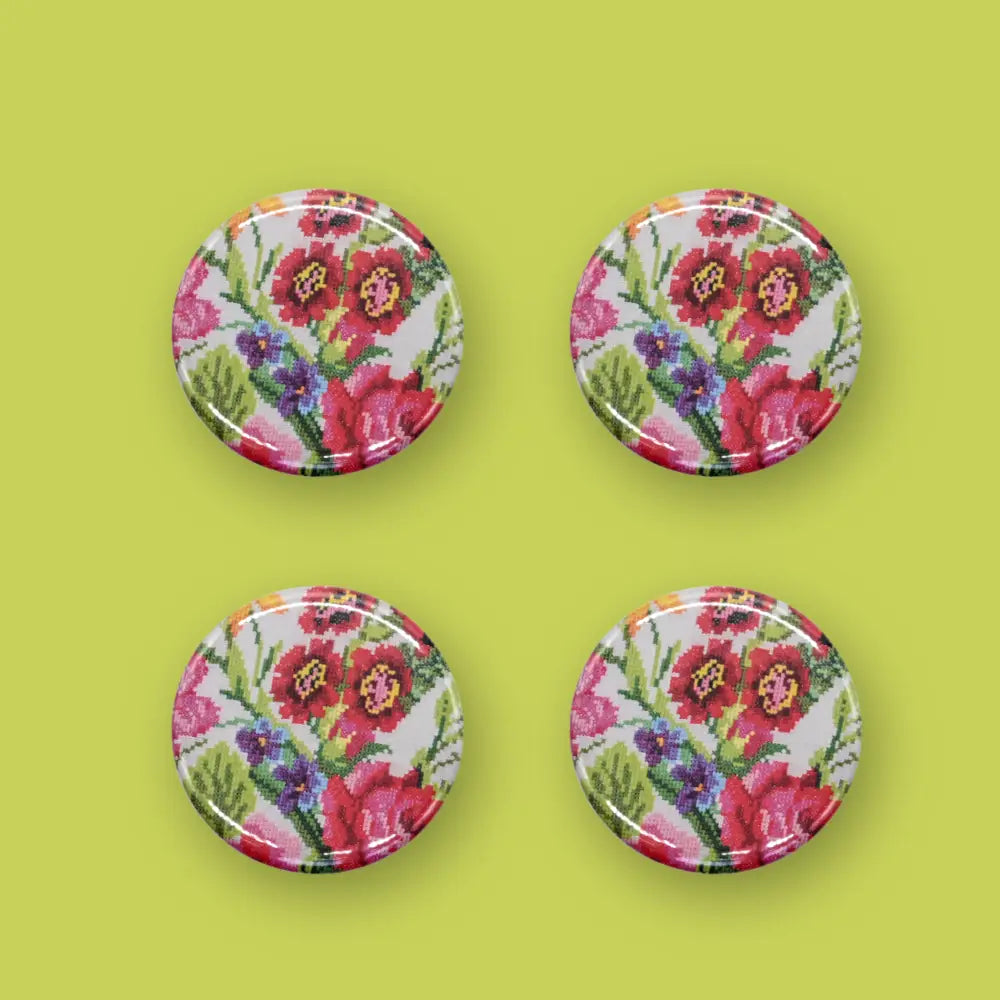 Riley Grae Cross Stitch Flowers Magnet