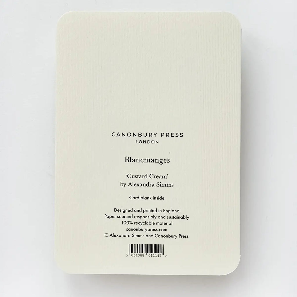 Canonbury Press Custard Cream Blancmange Greeting Card