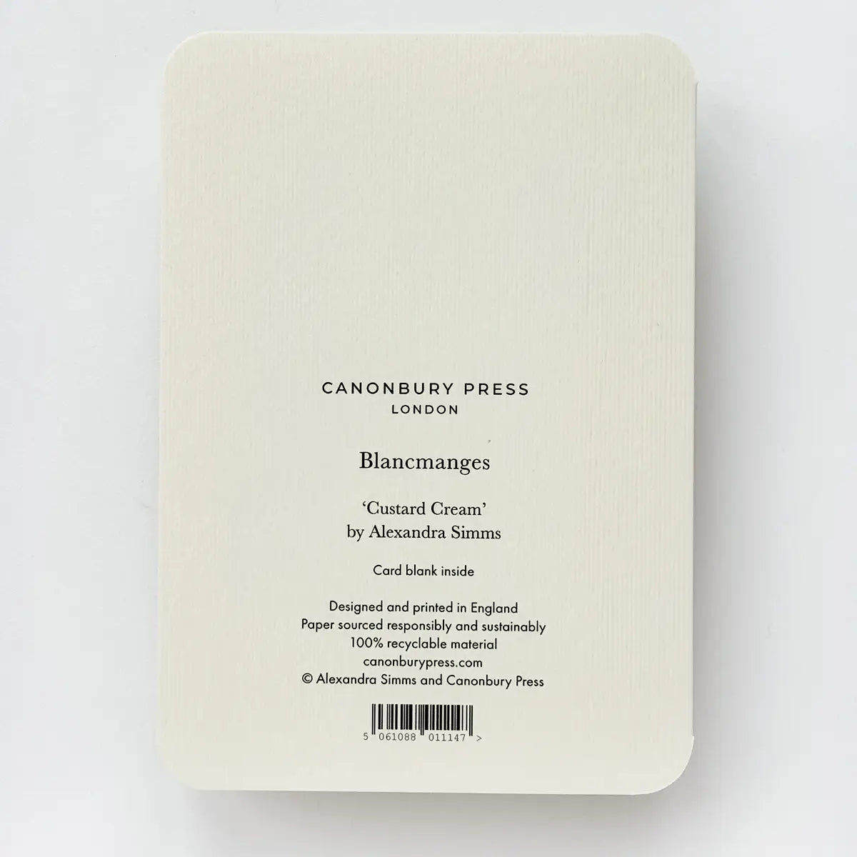 Canonbury Press Custard Cream Blancmange Greeting Card