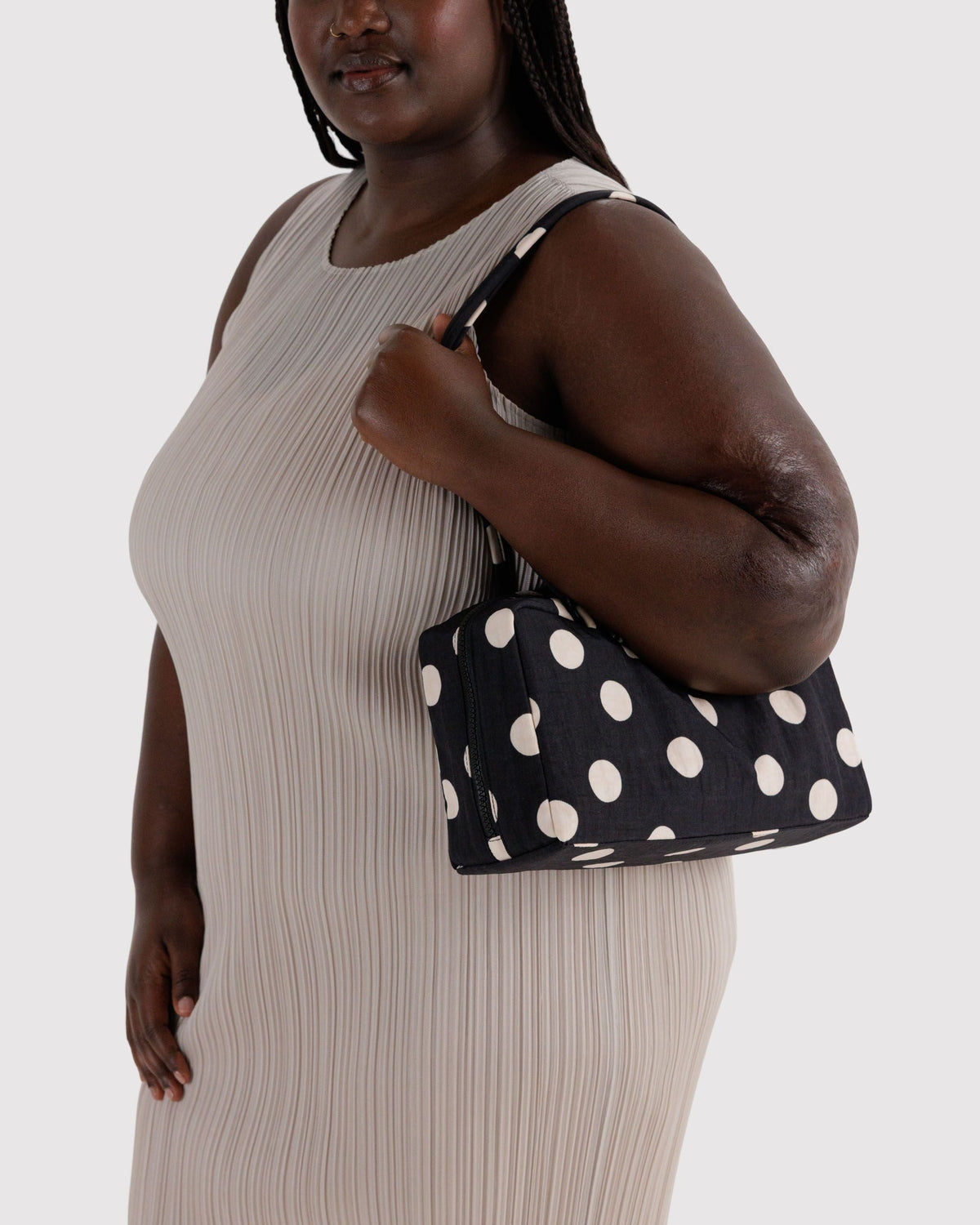 Baggu Nylon Bowler Bag Black and Cream Polka Dot 2