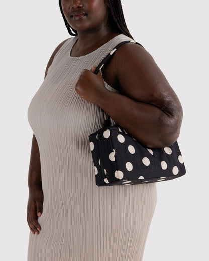 Baggu Nylon Bowler Bag Black and Cream Polka Dot 2