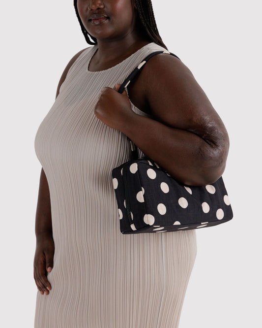 Baggu Nylon Bowler Bag Black and Cream Polka Dot 2