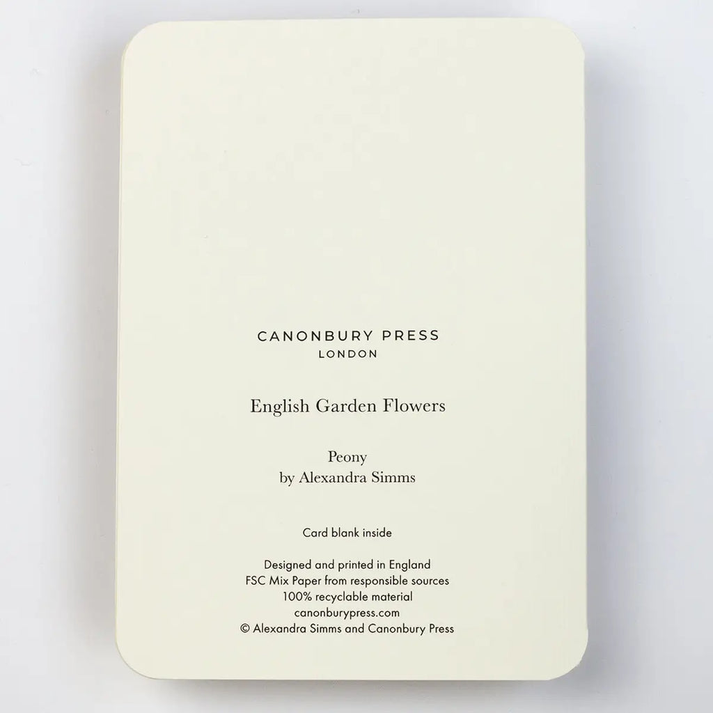 Canonbury Press Peony Greeting Card Birthday Card