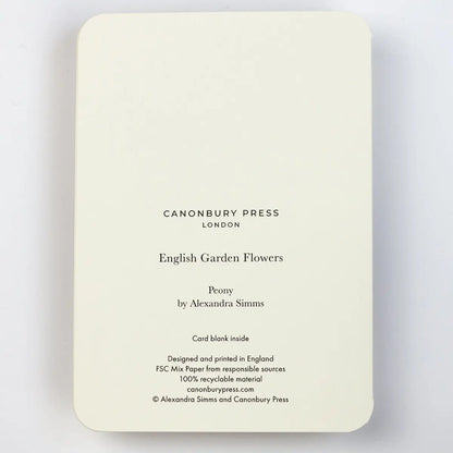 Canonbury Press Peony Greeting Card Birthday Card