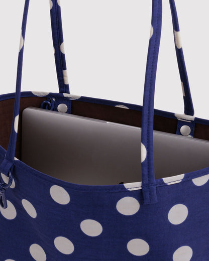 Baggu Medium Nylon Reversible Tote Navy Polka Dot Mix 5