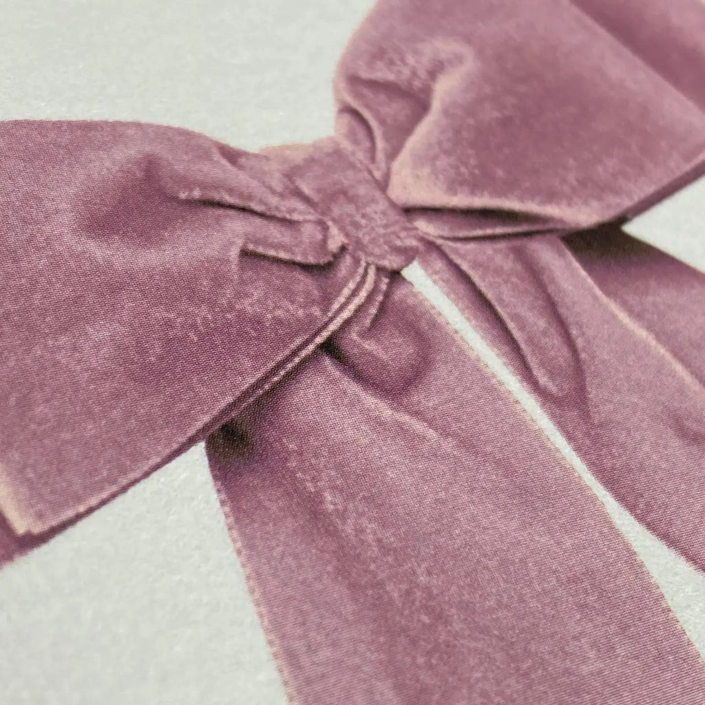 Canonbury Press Baby Pink Velvet Bow Greeting Card