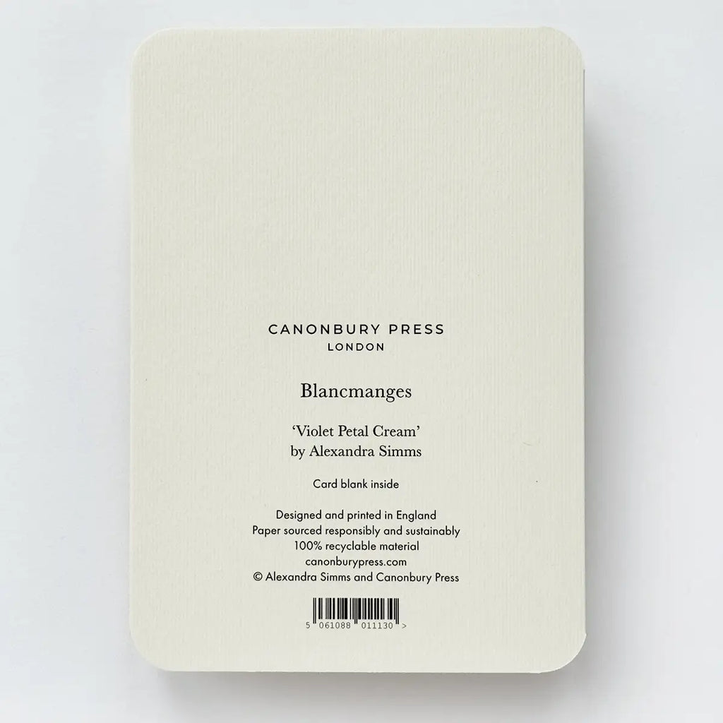 Canonbury Press Violet Petal Cream Blancmange Greeting Card