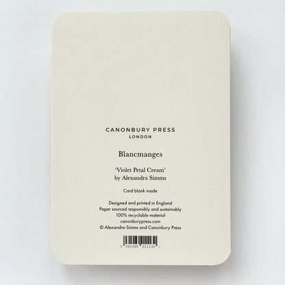 Canonbury Press Violet Petal Cream Blancmange Greeting Card