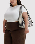 Baggu Nylon Shoulder Bag Black and Cream Gingham