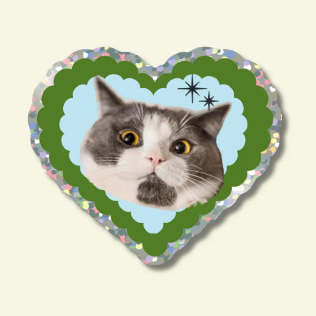 LOVE CAT GLITTER VINYAL STICKER | SHELLFLOWER