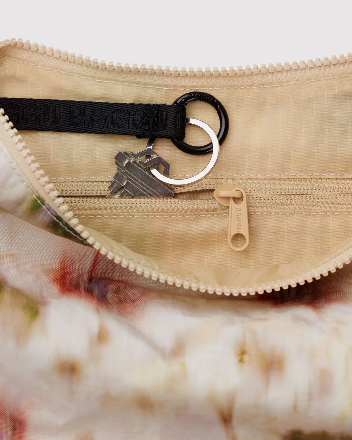 MEDIUM NYLON CRESCENT BAG | ABSTRACT FLORAL