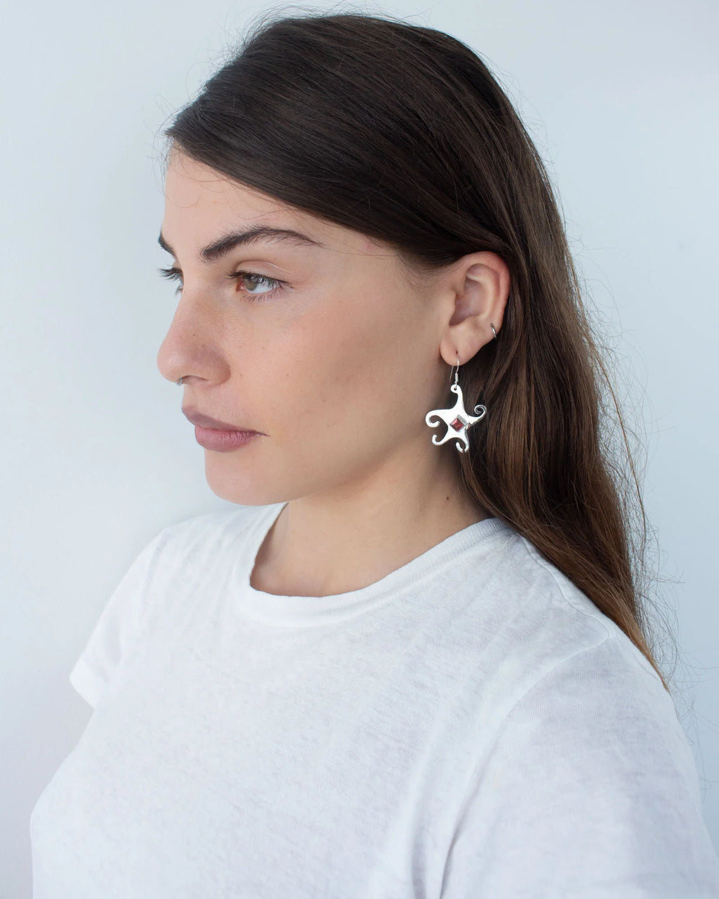 Jester Bloom Garnet Whimsical Star Earrings