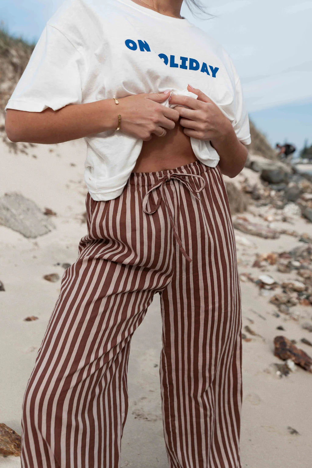 BOBBI PANT | STRIPED CHOC + BROWN