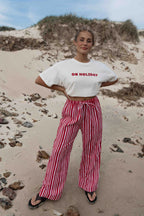 BOBBI PANT | STRIPED RED + PINK