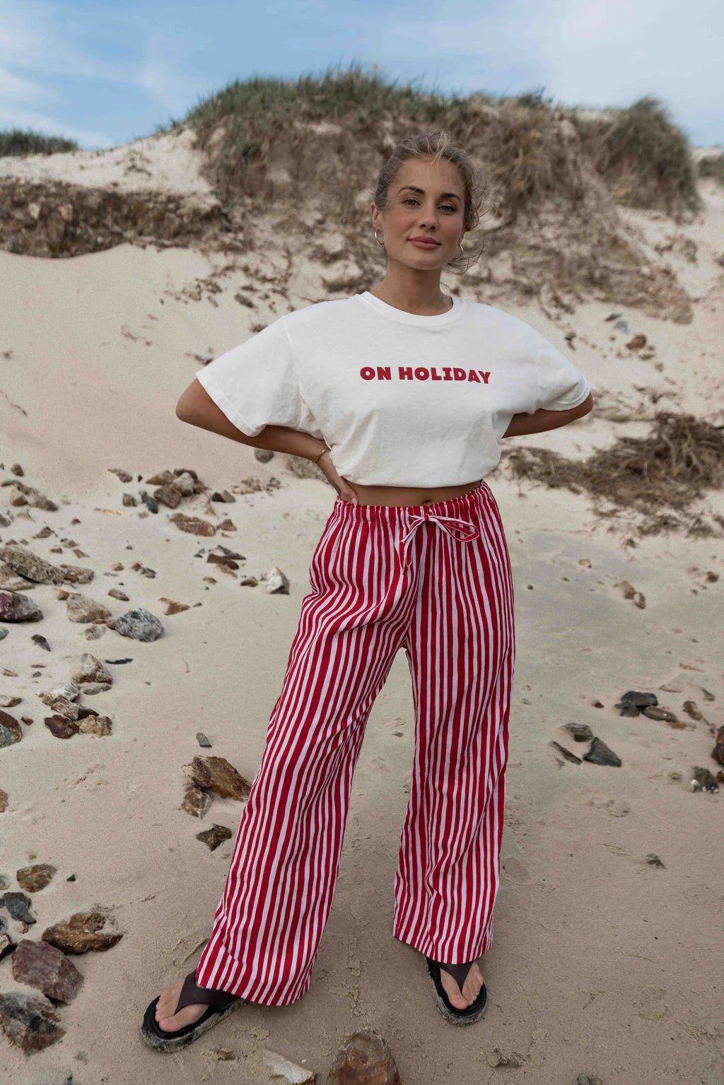 BOBBI PANT | STRIPED RED + PINK