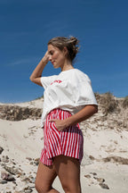 GIGI SHORT | STRIPED PINK + RED