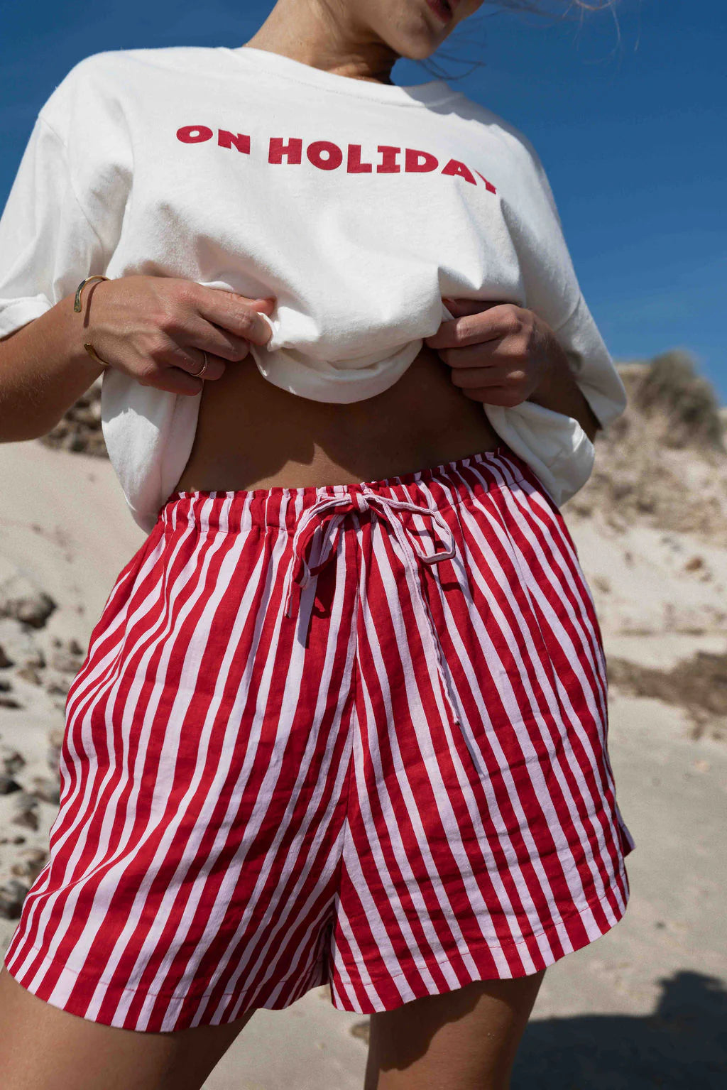 GIGI SHORT | STRIPED PINK + RED