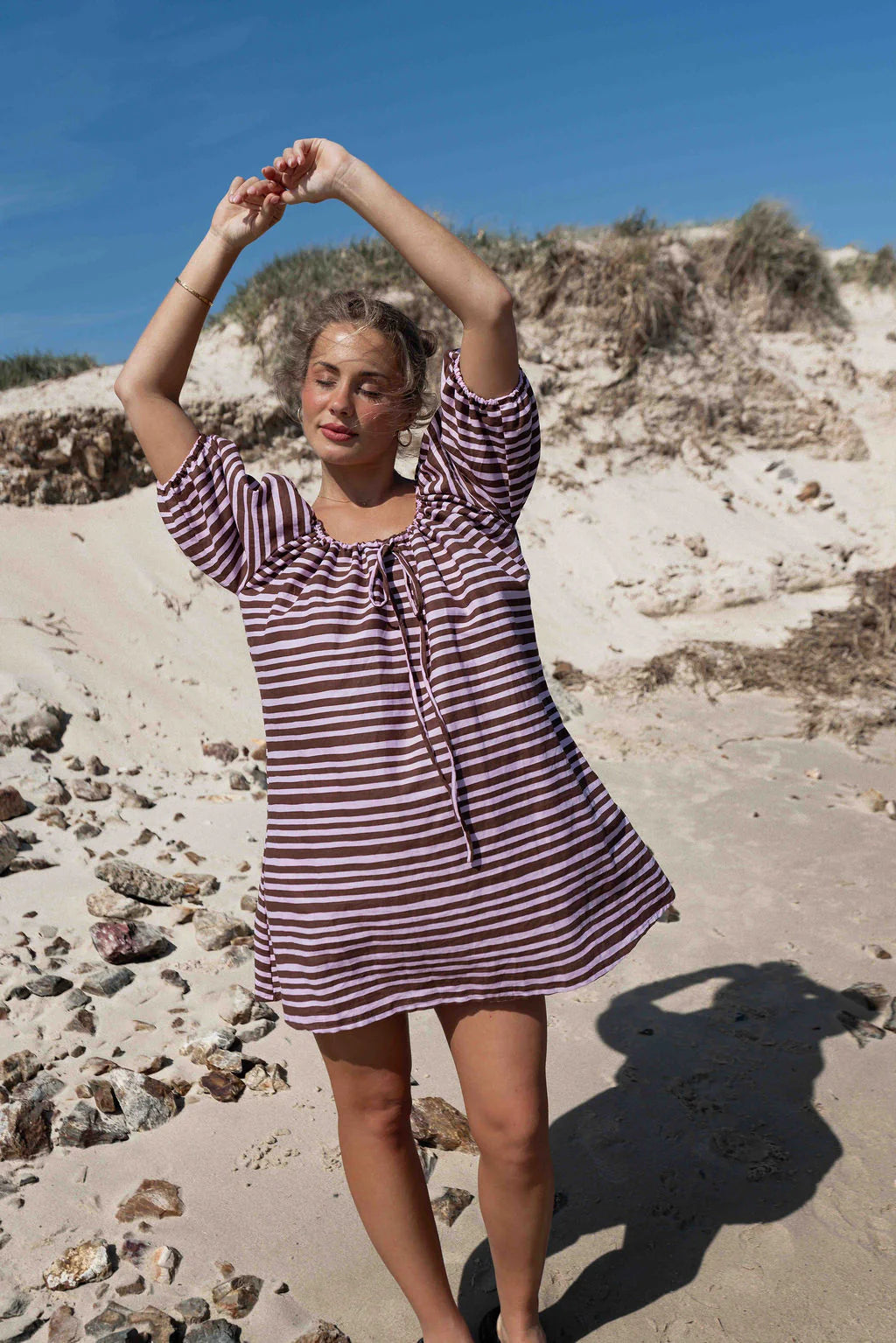 BETTY DRESS | PINK + BROWN