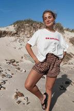 ETTA SHORT | STRIPED CHOC + BROWN