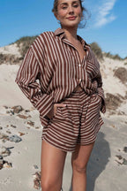 ETTA SHORT | STRIPED CHOC + BROWN