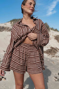 ETTA SHORT | STRIPED CHOC + BROWN