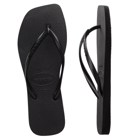 HAVAIANAS SLIM SQUARE TOE THONGS | BLACK