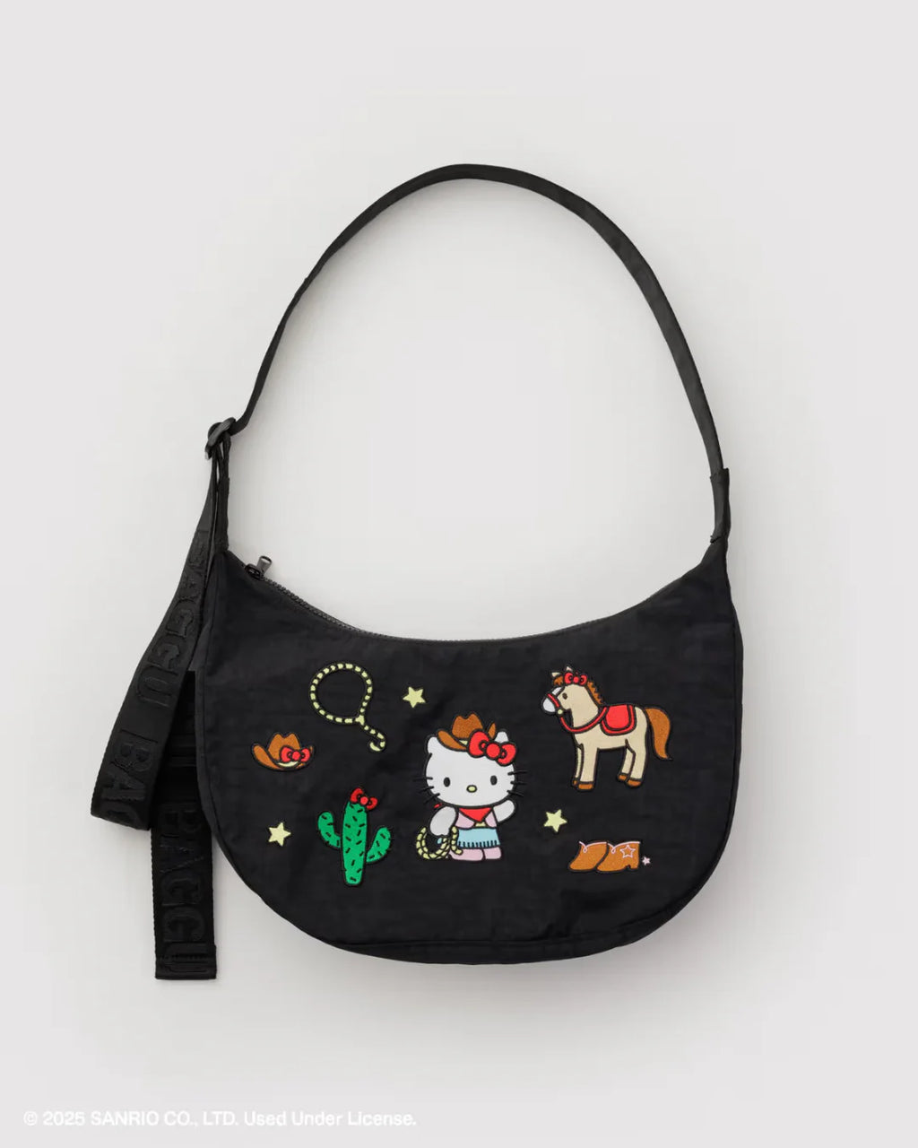 MEDIUM NYLON CRESCENT BAG | EMBROIDERED HELLO KITTY WESTERN