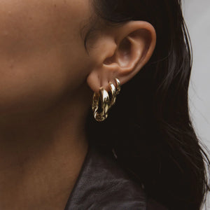 DRILL BIT HUGGIE EARRING | GOLD