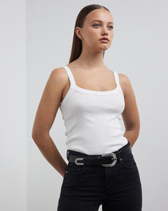 FRENCHIE RIB SINGLET | WHITE