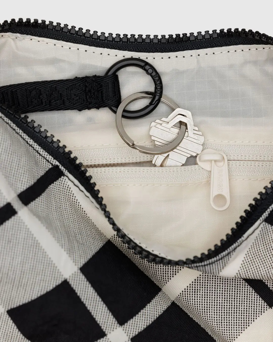 SMALL NYLON CRESCENT BAG | MIXED PLAID