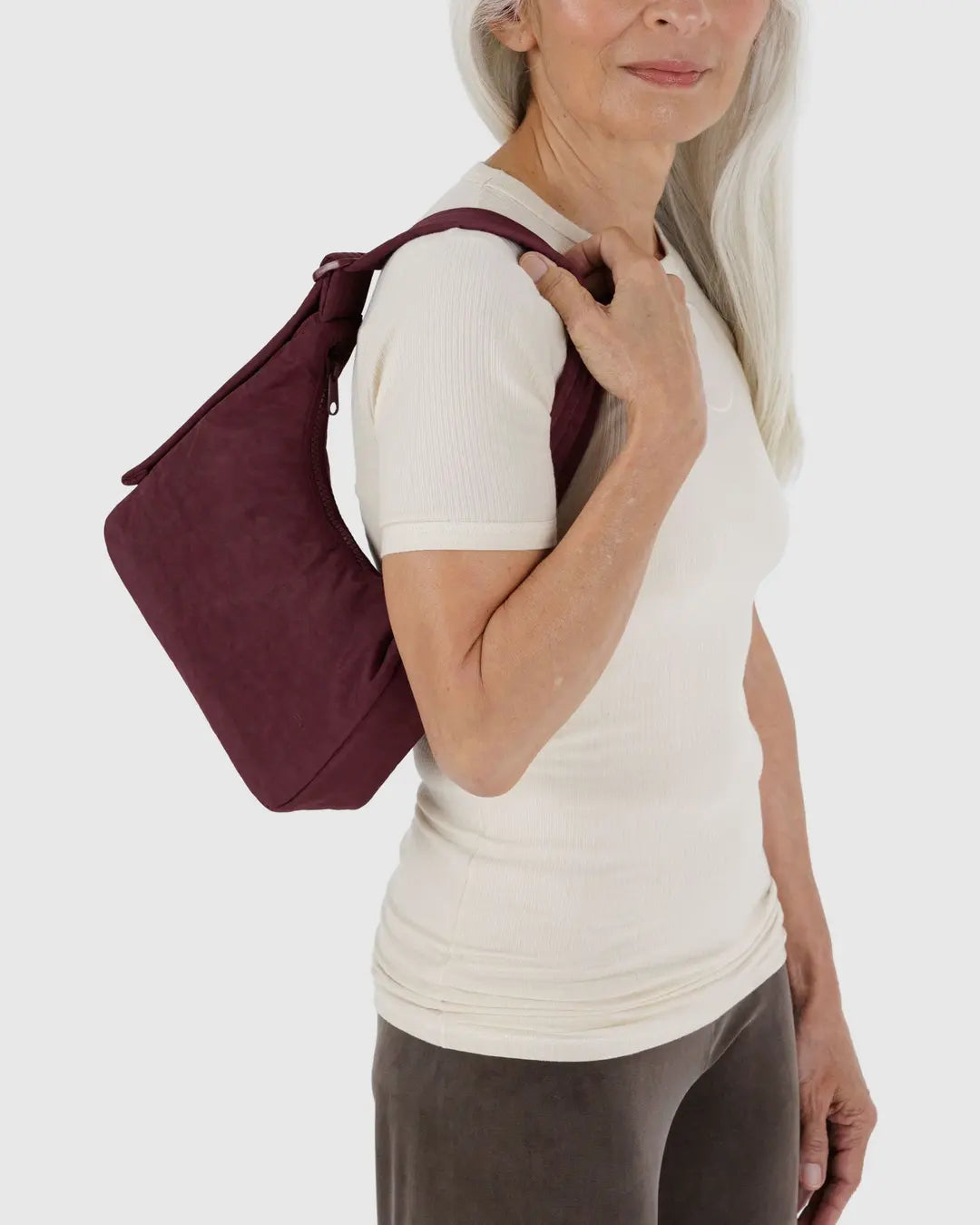 MINI NYLON SHOULDER BAG | MAHOGANY