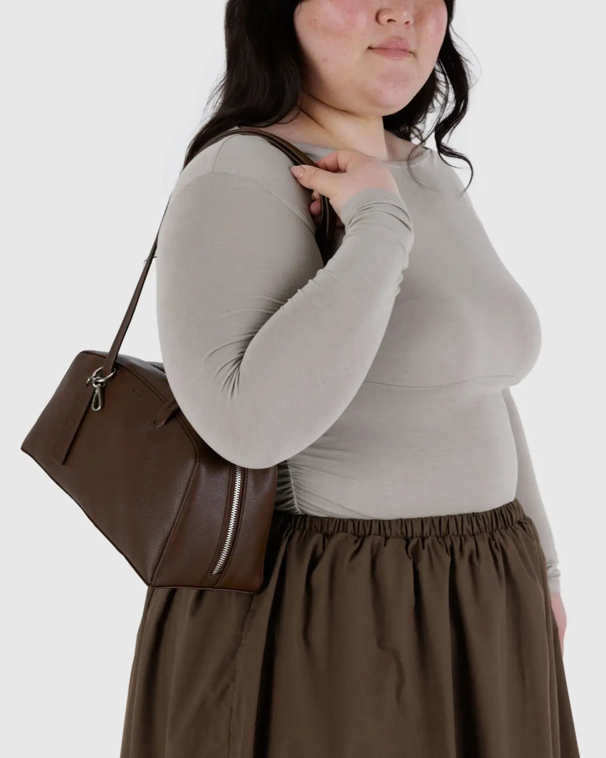 RECYCLED LEATHER BOWLER BAG | BROWN