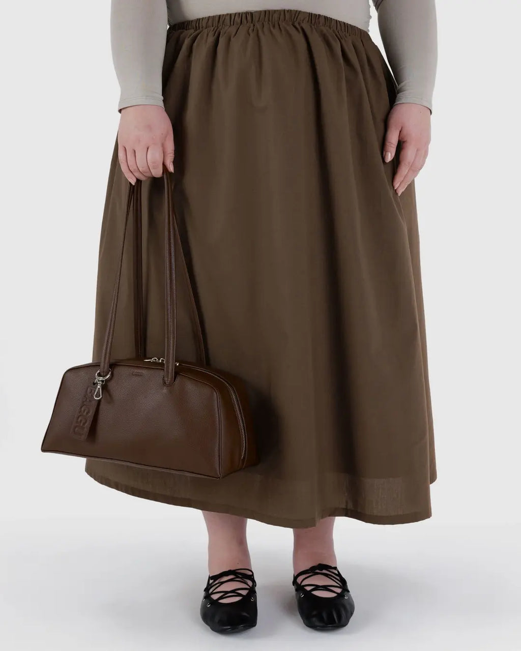 RECYCLED LEATHER BOWLER BAG | BROWN