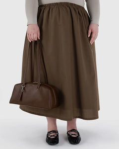 RECYCLED LEATHER BOWLER BAG | BROWN
