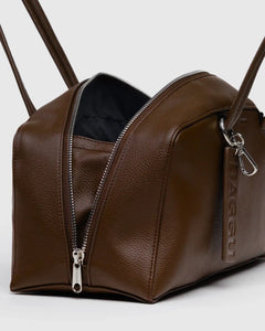 RECYCLED LEATHER BOWLER BAG | BROWN