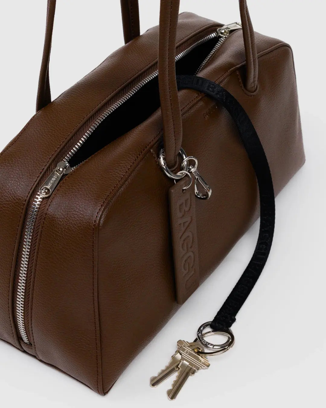 RECYCLED LEATHER BOWLER BAG | BROWN