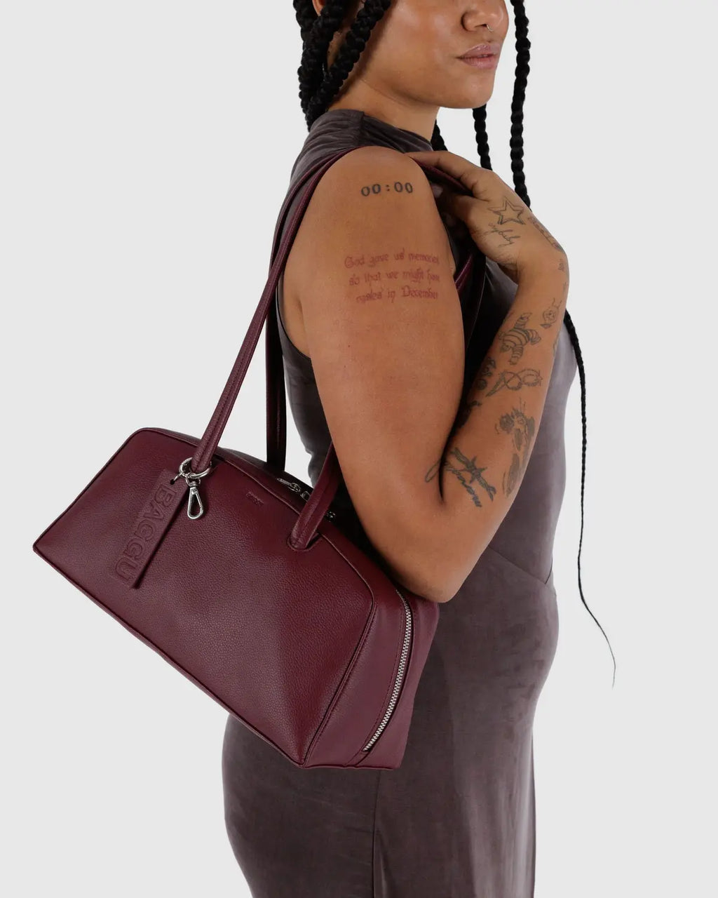 RECYCLED LEATHER BOWLER BAG | MAHOGANY