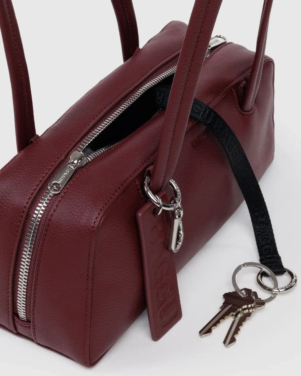 RECYCLED LEATHER BOWLER BAG | MAHOGANY