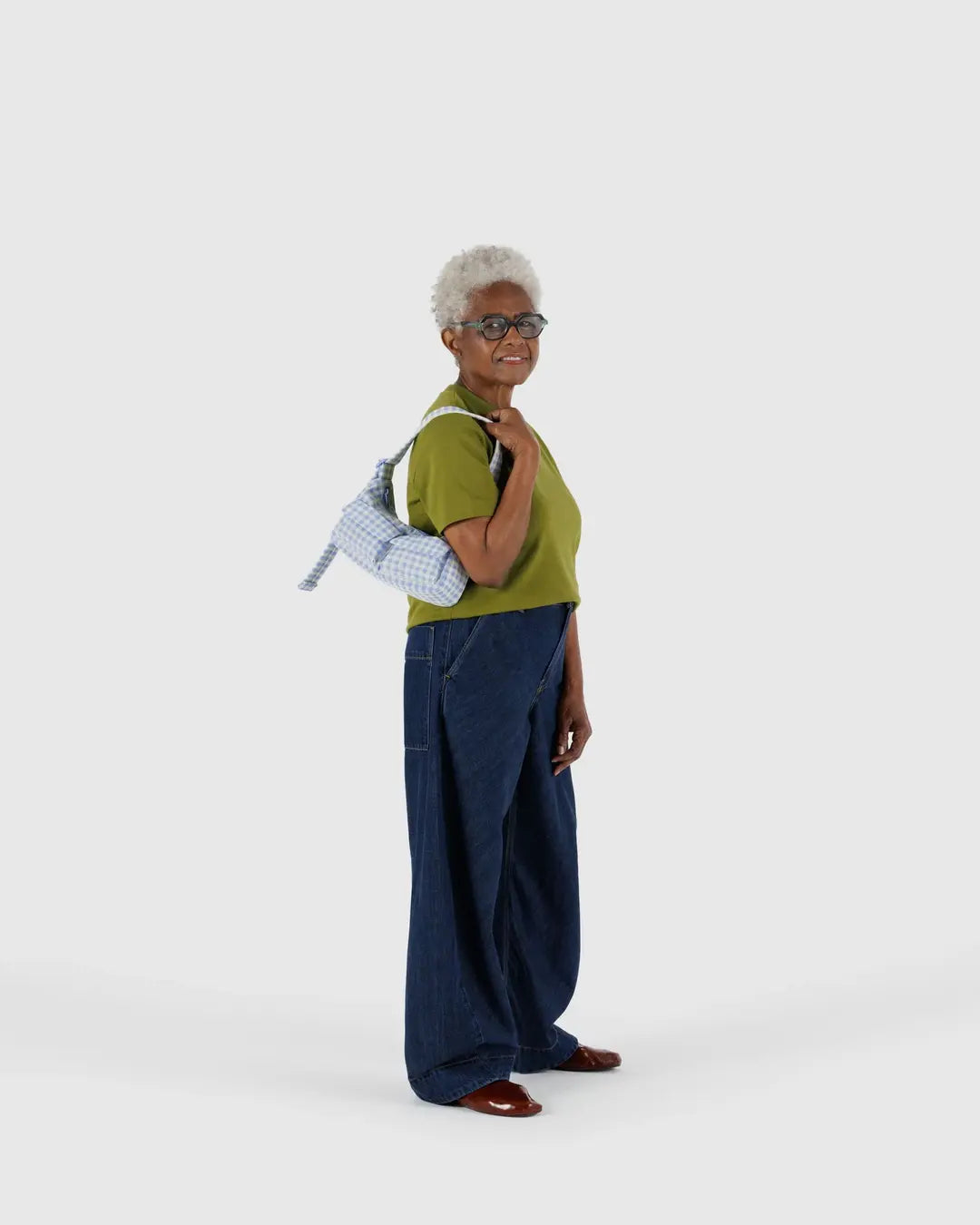 CARGO SHOULDER BAG | LIGHT BLUE GINGHAM