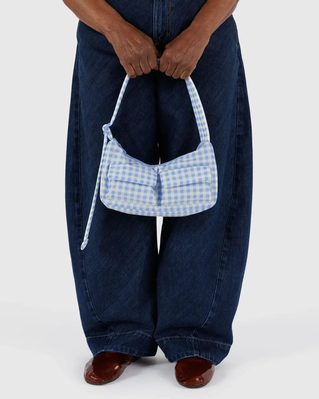 CARGO SHOULDER BAG | LIGHT BLUE GINGHAM