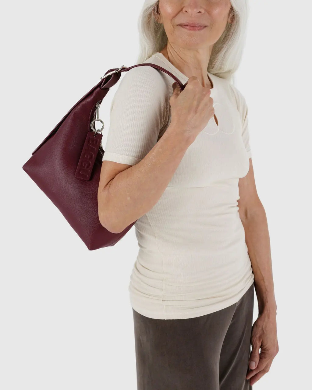 MINI RECYCLED LEATHER SHOULDER BAG | MAHOGANY