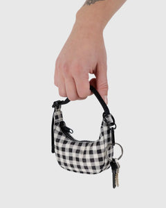 CRESCENT BAG CHARM | BLACK AND WHITE GINGHAM